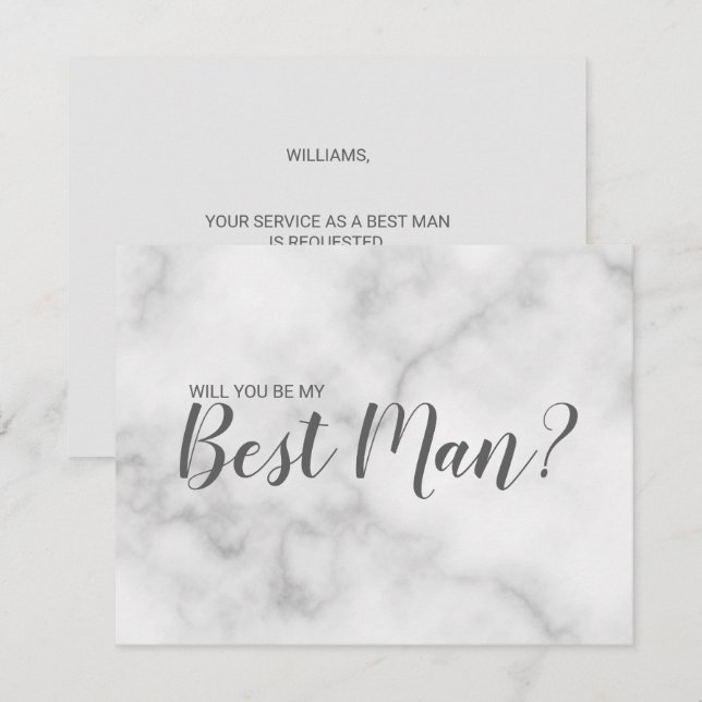 Invitation Serez-Vous Mon Meilleur Homme ? Élégant script en  (Devant / Derrière)