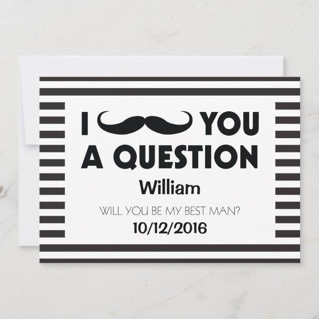 Invitation Serez-Vous Mon Meilleur Homme Mustache Black Strip (Devant)
