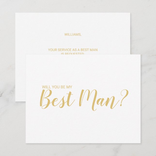 Invitation Serez-Vous Mon Meilleur Homme ? Or de script moder (Devant / Derrière)