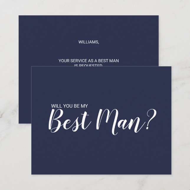 Invitation Serez-Vous Mon Meilleur Homme ? Script moderne ble (Devant / Derrière)