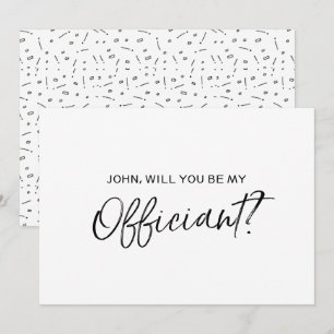 Invitation "Serez-vous notre officiant"  Main chic en lettres