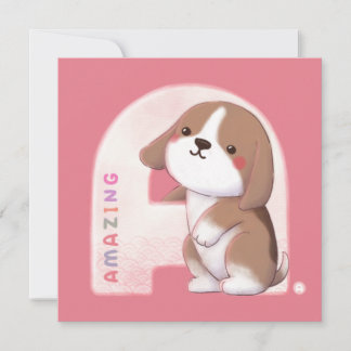 Invitation Série Alphabet : "A" Illustration Beagle Extraordi