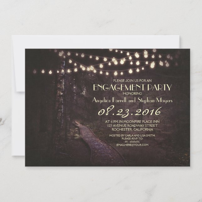Invitation série de lumières fête d'engagement des arbres rus (Devant)