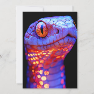 Invitation Serpent à néon brillant avec yeux hypnotiques et S