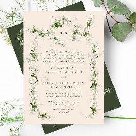 Invitation Serre de crème Eucalyptus | Mariage Monogramme ver