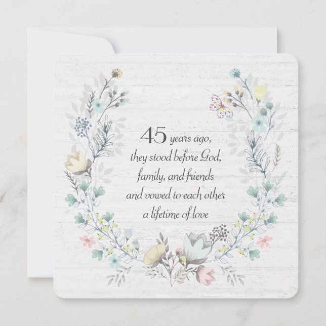 Invitation Serre du 45e anniversaire sur bois (Devant)