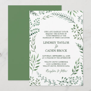 Invitation Serre rustique avec Feuilles verts Mariage officie
