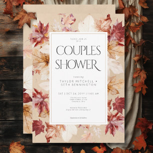 Invitation Serre rustique de l'automne Feuilles Tan Couples D