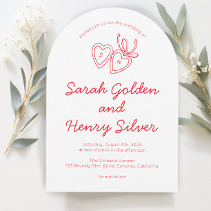 Invitation Serrure de coeur Whimsical Doodle Croquis moderne 