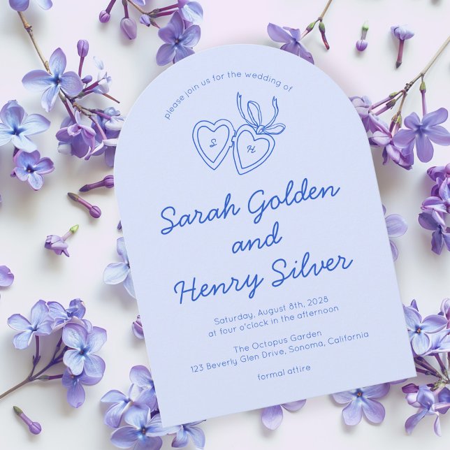 Invitation Serrure de coeur Whimsical Doodle Croquis moderne  (Whimsical Heart Locket Doodle Sketch Modern CUSTOM Invitation
)