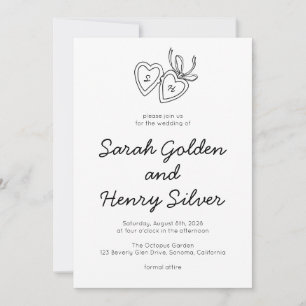 Invitation Serrure de coeur Whimsical Doodle Croquis moderne 