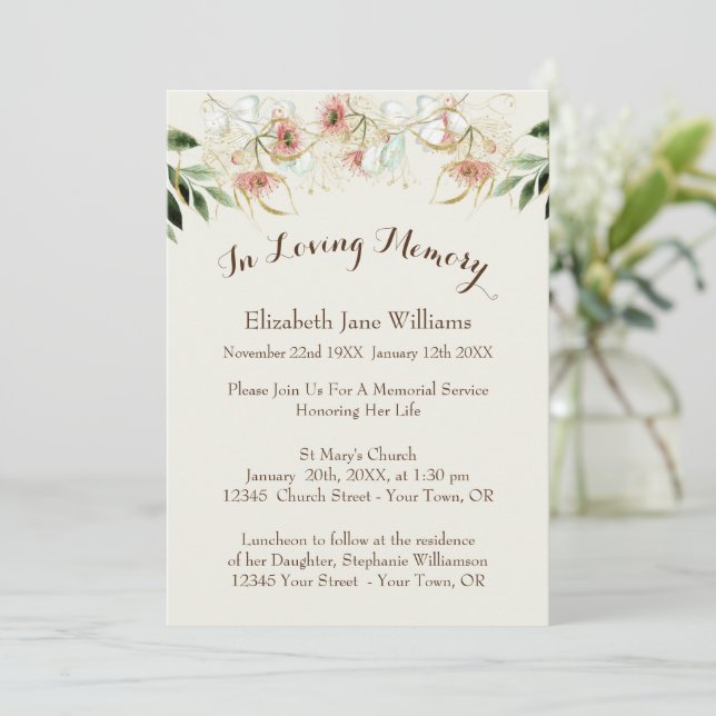 Invitation Service commémoratif Célébration de la vie | eucal (Debout devant)