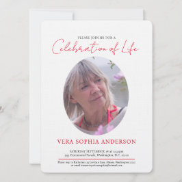 Invitation Service commémoratif coeur oval photo rouge noir b