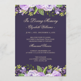Invitation Service commémoratif élégant à l'aquarelle florale