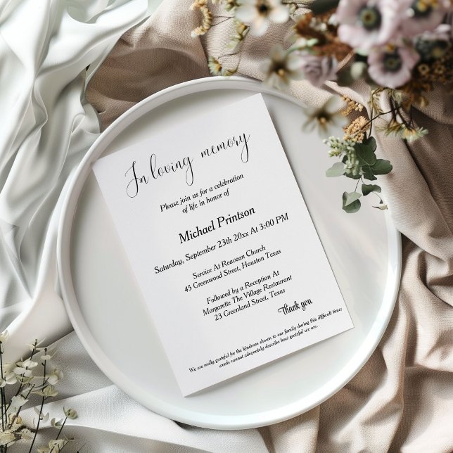 Invitation Service commémoratif, Funérailles, célébration de  (Créateur téléchargé)