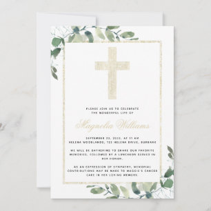 Invitation Service commémoratif Gold Cross Eucalyptus