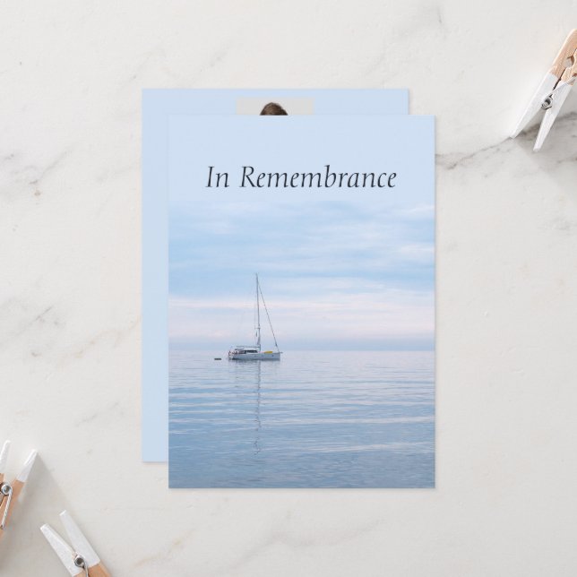Invitation Service commémoratif personnalisé Voilier Bateau L (Devant/Arrière en situation)