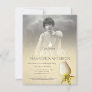 Invitation Service commémoratif photo crème funéraire rose