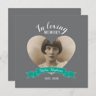 Invitation Service commémoratif photo turquoise ruban invitat