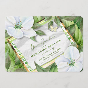 Invitation Service commémoratif White Floral Garden Greens