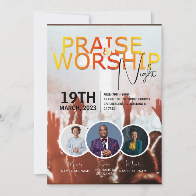 Invitation Service de dimanche de l'église Conception personn (Devant)