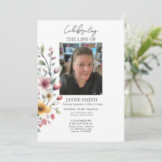 Invitation Service funéraire botanique moderne e-vite