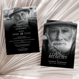 Invitation Service funéraire/mémorial élégant moderne avec 2 