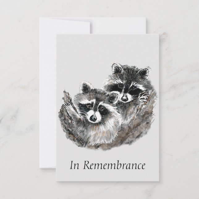 Invitation Service Memorial personnalisé Cute Cuddin Raccoon (Devant)