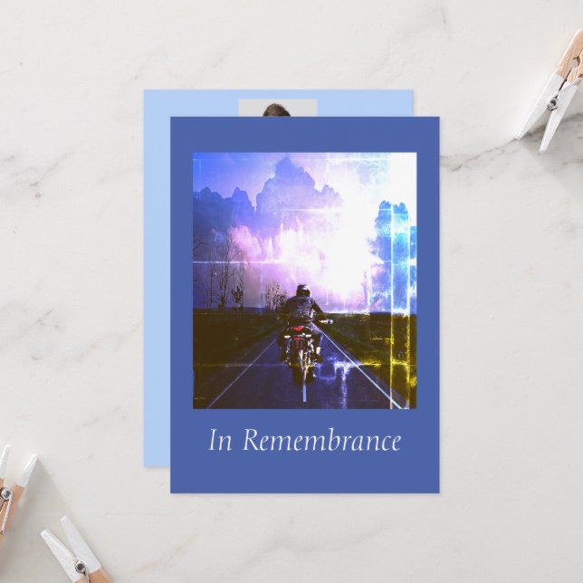 Invitation Service Memorial personnalisé Motorcycle Moker Cho (Devant/Arrière en situation)