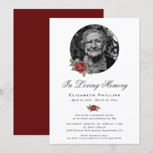 Invitation Service personnalisé de photo florale rouge