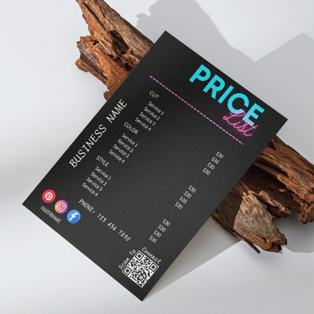 Invitation Service Price List Scan Me Black Marketing (Black Business Service Price List Menu Invitation)