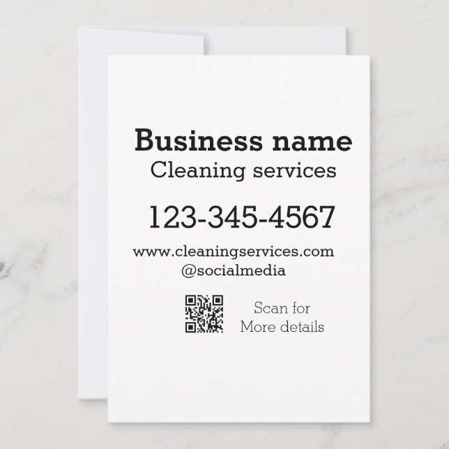 Invitation Services de nettoyage ajouter l'adresse e-mail du  (Devant)