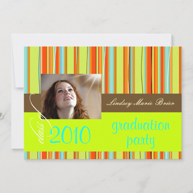 Invitation Serviette de plage fluorescente/orange/citron vert (Devant)