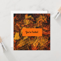 Serviette en tissu abstraite orange, jaune et noir