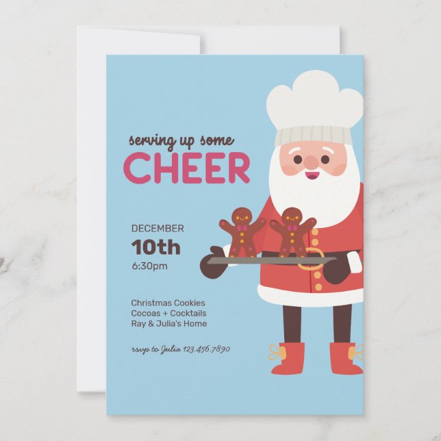 Invitation Servir Un Pain D'Épice De Père Noël À La Cuisson (Devant)
