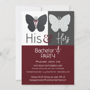 Invitation Ses papillons & ses papillons Bachelor+ette Party