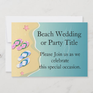 Invitation Ses tongs sur le mariage sur la plage