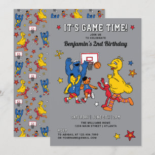 Invitation Sesame Street Basketball Anniversaire