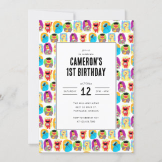 Invitation Sesame Street Caractère Amusant & Motif Anniversai