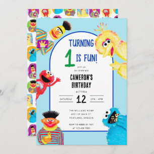 Invitation Sesame Street Caractères Première fête d'anniversa