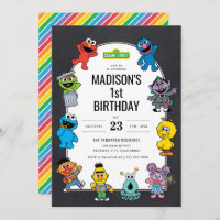 Sesame Street Characters Chalkboard Anniversaire