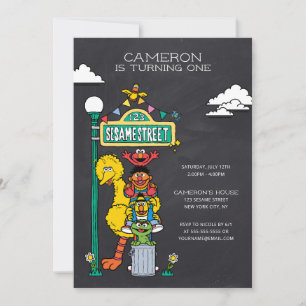 Invitation Sesame Street Characters & Street Sign Anniversair