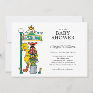 Invitation Sesame Street Characters & Street Sign Baby shower