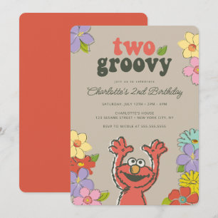 Invitation Sesame Street Elmo   Deux Anniversaire Floral Supe