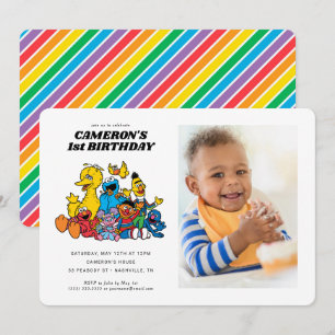Invitation Sesame Street Pals 1er anniversaire avec photo