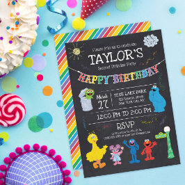 Invitation Sesame Street Pals Chalkboard Arc-en-ciel 2e anniv