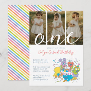 Invitation Sesame Street Pals Pastel   1er anniversaire photo