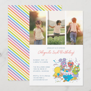 Invitation Sesame Street Pals Pastel Photo d'anniversaire
