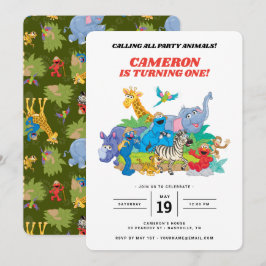 Invitation Sesame Street Safari Animaux 1er Anniversaire Invi