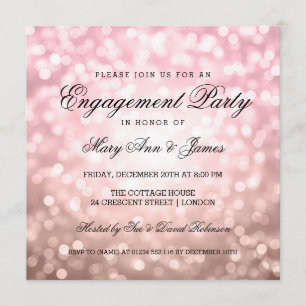 Invitation S'est levé rougissent partie de fiançailles rose